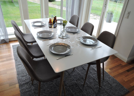 Venture Home Polar Matstolar 2-pack Grå + Rektangulära Matbord 180 x 90 Vit
