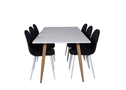 Venture Home Polar Matstolar 2-pack Svart + Rektangulära Matbord 180 x 90 Vit