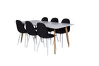 Venture Home Polar Matstolar 2-pack Svart + Rektangulära Matbord 180 x 90 Vit