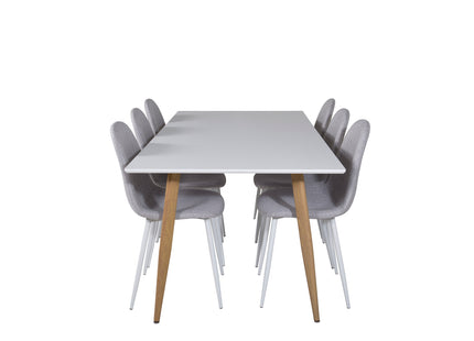 Venture Home Polar Matstolar 2-pack Grå + Rektangulära Matbord 180 x 90 Vit