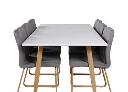 Venture Home Mace & Polar Matstolar 2-pack Grå + Rektangulära Matbord 180 x 90 Vit