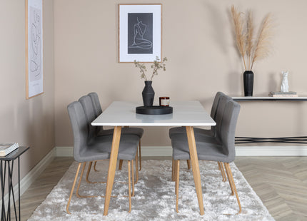 Venture Home Mace & Polar Matstolar 2-pack Grå + Rektangulära Matbord 180 x 90 Vit