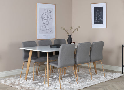 Venture Home Mace & Polar Matstolar 2-pack Grå + Rektangulära Matbord 180 x 90 Vit