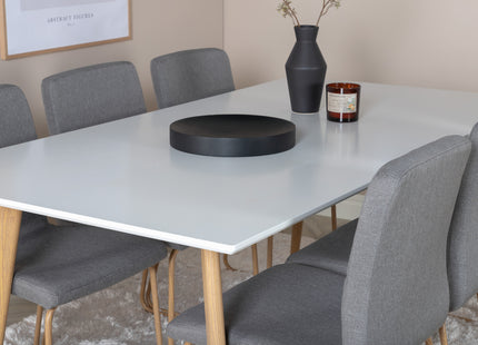 Venture Home Mace & Polar Matstolar 2-pack Grå + Rektangulära Matbord 180 x 90 Vit
