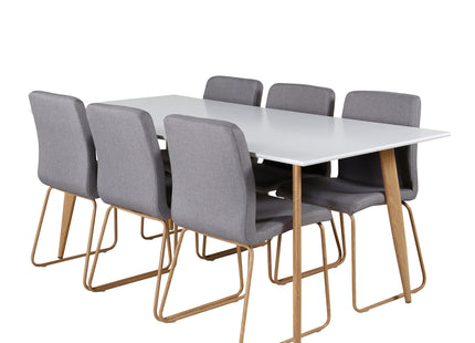 Venture Home Mace & Polar Matstolar 2-pack Grå + Rektangulära Matbord 180 x 90 Vit