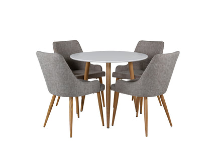 Venture Home Plaza & Polar Matstolar 2-pack Grå + Runda Matbord ⌀90 Vit