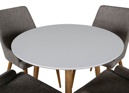 Venture Home Plaza & Polar Matstolar 2-pack Grå + Runda Matbord ⌀90 Vit