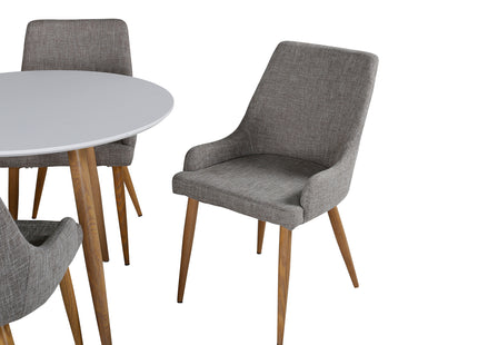 Venture Home Plaza & Polar Matstolar 2-pack Grå + Runda Matbord ⌀90 Vit