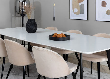 Venture Home Velvet & Polar Matstolar 2-pack Beige + Rektangulära Matbord 240 x 100 Vit