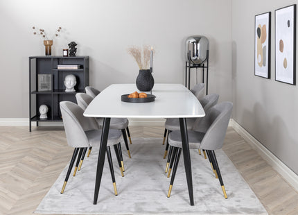Venture Home Velvet & Polar Matstolar 2-pack Grå + Rektangulära Matbord 240 x 100 Vit