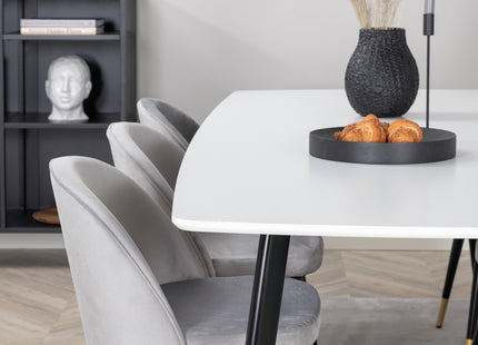 Venture Home Velvet & Polar Matstolar 2-pack Grå + Rektangulära Matbord 240 x 100 Vit