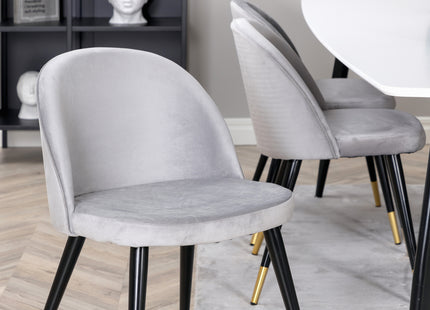 Venture Home Velvet & Polar Matstolar 2-pack Grå + Rektangulära Matbord 240 x 100 Vit