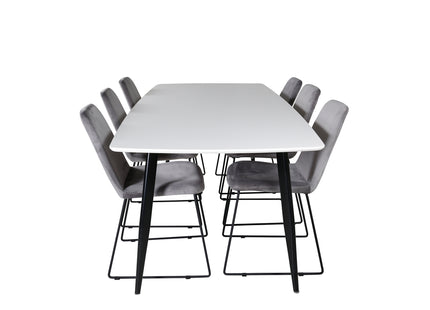 Venture Home Muce & Polar Matstolar 2-pack Grå + Rektangulära Matbord 240 x 100 Vit
