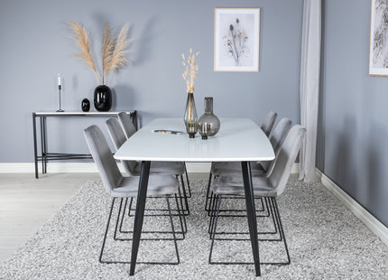 Venture Home Muce & Polar Matstolar 2-pack Grå + Rektangulära Matbord 240 x 100 Vit