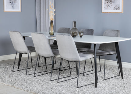 Venture Home Muce & Polar Matstolar 2-pack Grå + Rektangulära Matbord 240 x 100 Vit