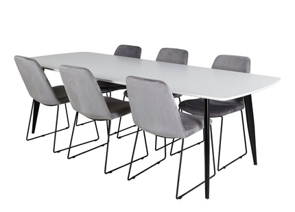 Venture Home Muce & Polar Matstolar 2-pack Grå + Rektangulära Matbord 240 x 100 Vit