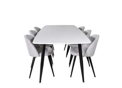 Venture Home Velvet & Polar Matstolar 2-pack Grå + Rektangulära Matbord 240 x 100 Vit