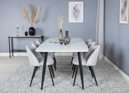Venture Home Velvet & Polar Matstolar 2-pack Grå + Rektangulära Matbord 240 x 100 Vit