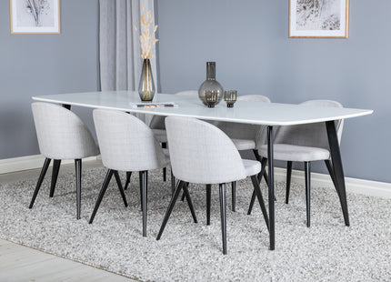 Venture Home Velvet & Polar Matstolar 2-pack Grå + Rektangulära Matbord 240 x 100 Vit