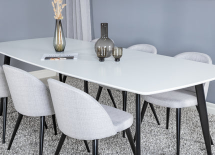 Venture Home Velvet & Polar Matstolar 2-pack Grå + Rektangulära Matbord 240 x 100 Vit