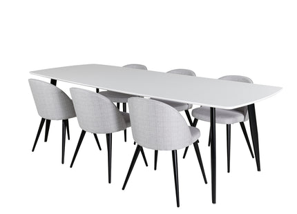 Venture Home Velvet & Polar Matstolar 2-pack Grå + Rektangulära Matbord 240 x 100 Vit