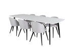 Venture Home Velvet & Polar Matstolar 2-pack Grå + Rektangulära Matbord 240 x 100 Vit