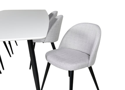 Venture Home Velvet & Polar Matstolar 2-pack Grå + Rektangulära Matbord 240 x 100 Vit