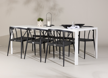Venture Home Stina & Break Matgrupp Utomhus Med 6st Matstolar Svart/Vit
