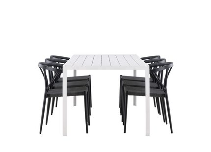Venture Home Stina & Break Matgrupp Utomhus Med 6st Matstolar Svart/Vit