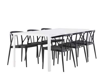 Venture Home Stina & Break Matgrupp Utomhus Med 6st Matstolar Svart/Vit