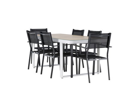 Venture Home Copacabana & Merlo Matgrupp Utomhus Med 6st Matstolar Svart/Vit