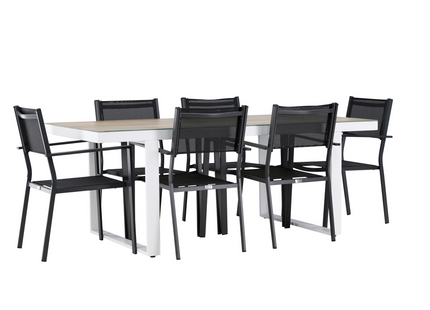 Venture Home Copacabana & Merlo Matgrupp Utomhus Med 6st Matstolar Svart/Vit