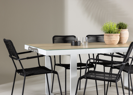 Venture Home Lindos & Merlo Matgrupp Utomhus Med 6st Matstolar Svart/Vit