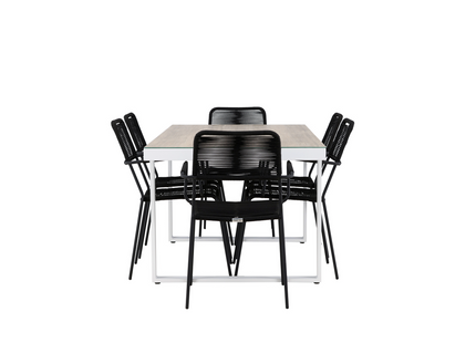 Venture Home Lindos & Merlo Matgrupp Utomhus Med 6st Matstolar Svart/Vit