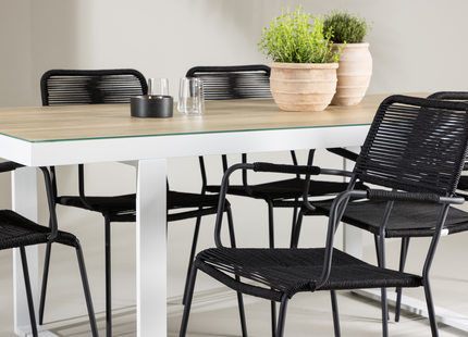 Venture Home Lindos & Merlo Matgrupp Utomhus Med 6st Matstolar Svart/Vit