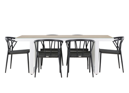 Venture Home Stina & Merlo Matgrupp Utomhus Med 6st Matstolar Svart/Vit