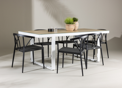 Venture Home Stina & Merlo Matgrupp Utomhus Med 6st Matstolar Svart/Vit