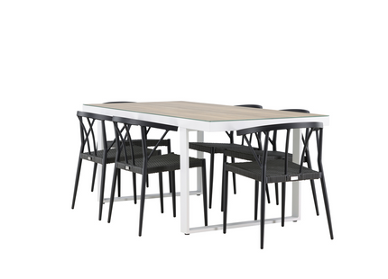 Venture Home Stina & Merlo Matgrupp Utomhus Med 6st Matstolar Svart/Vit