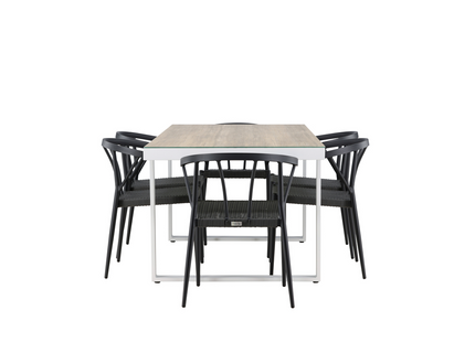 Venture Home Stina & Merlo Matgrupp Utomhus Med 6st Matstolar Svart/Vit