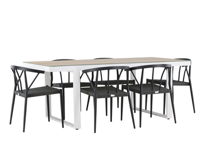Venture Home Stina & Merlo Matgrupp Utomhus Med 6st Matstolar Svart/Vit