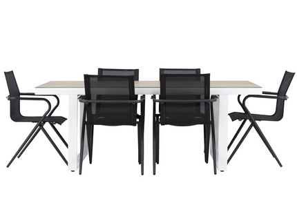 Venture Home Alina & Merlo Matgrupp Utomhus Med 6st Matstolar Svart/Vit