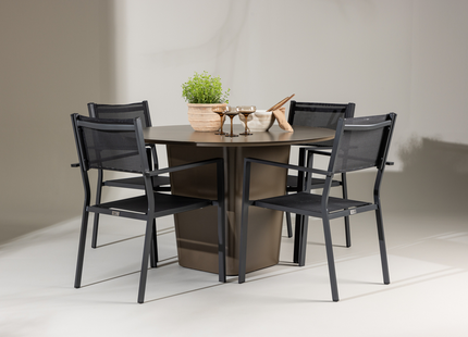 Venture Home Copacabana & Santa Fe Matgrupp Utomhus Med 4st Matstolar Svart/Brun