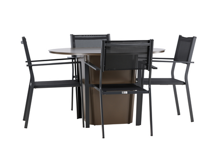 Venture Home Copacabana & Santa Fe Matgrupp Utomhus Med 4st Matstolar Svart/Brun
