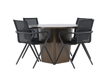 Venture Home Alina & Santa Fe Matgrupp Utomhus Med 4st Matstolar Svart/Brun