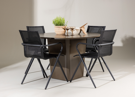 Venture Home Alina & Santa Fe Matgrupp Utomhus Med 4st Matstolar Svart/Brun