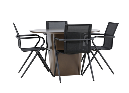 Venture Home Alina & Santa Fe Matgrupp Utomhus Med 4st Matstolar Svart/Brun