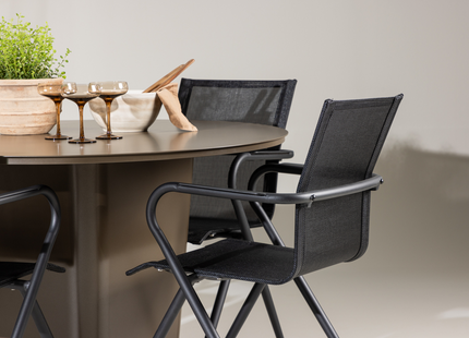 Venture Home Alina & Santa Fe Matgrupp Utomhus Med 4st Matstolar Svart/Brun