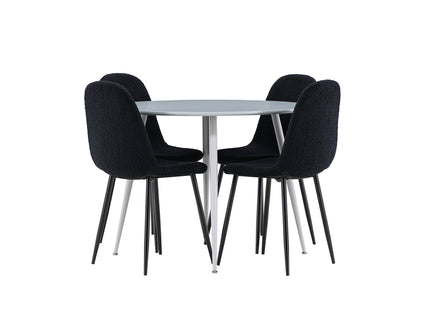 Venture Home Polar & Plaza Matstolar 2-pack Svart + Runda Matbord ⌀100 Grå