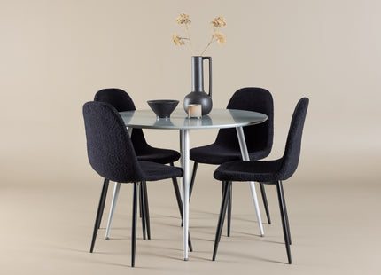 Venture Home Polar & Plaza Matstolar 2-pack Svart + Runda Matbord ⌀100 Grå