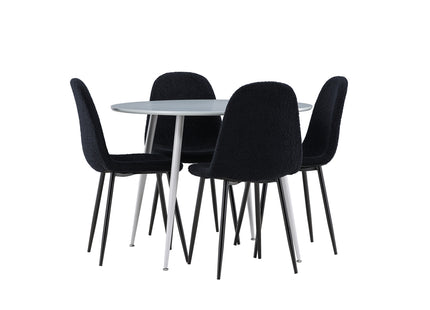 Venture Home Polar & Plaza Matstolar 2-pack Svart + Runda Matbord ⌀100 Grå